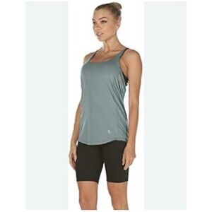 icyzone Women's Cool Blue Workout Tank Tops Built in Bra Athletic Top Medium New
